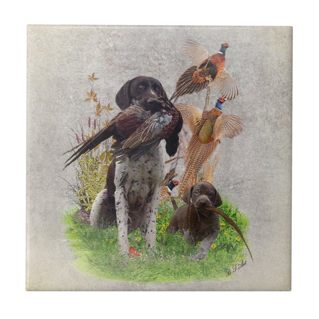 German Shorthaired Pointers (GSP) Gift Box Kakelplatta (Framsidan)