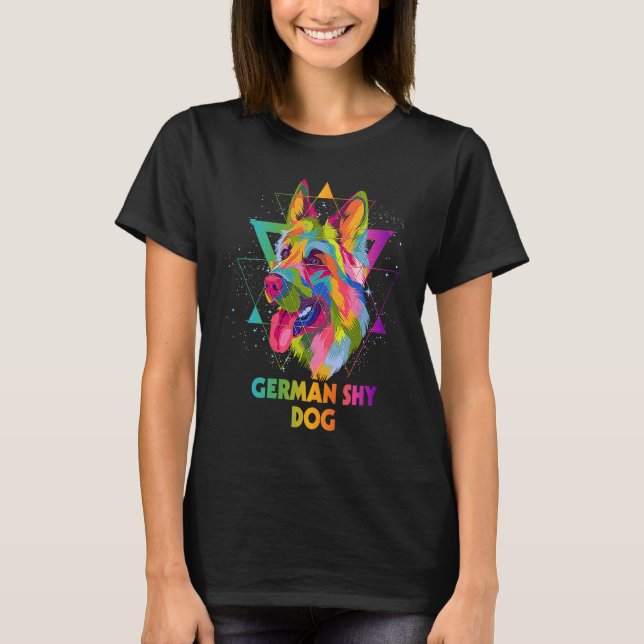 German Shy Dog German Shepherd Animal Pun Shepard T Shirt (Framsida)