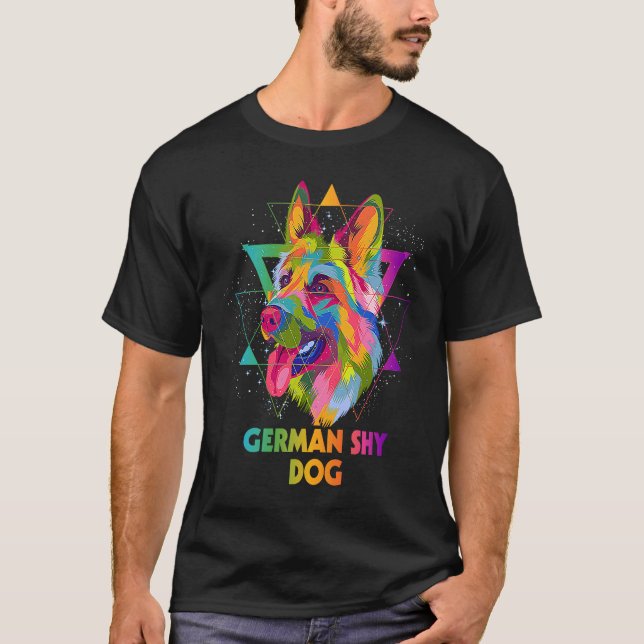 German Shy Dog German Shepherd Animal Pun Shepard T Shirt (Framsida)