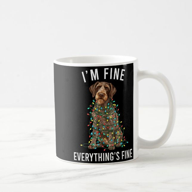 German Wirehaired Inter I'm Fine Everything Is Fin Kaffemugg (Höger)