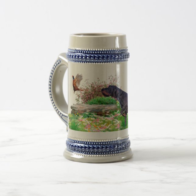 German Wirehaired Pointer Beer Stein Sejdel (Framsida vänster)