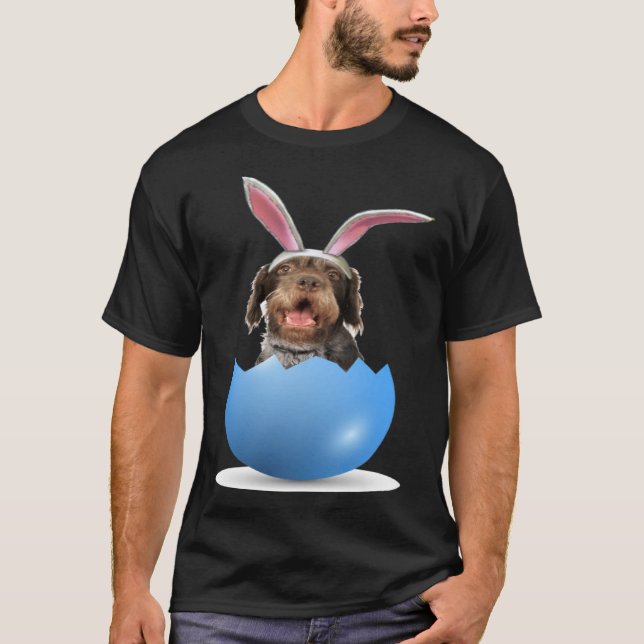 German Wirehaired Pointer Dog Easter Bunny Egg Hun T Shirt (Framsida)