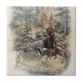 German Wirehaired Pointer Kakelplatta