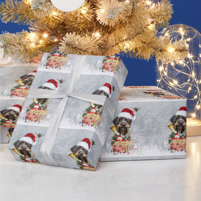 German Wirehaired Pointer  Merry Christmas! Presentpapper (Helgdagar)