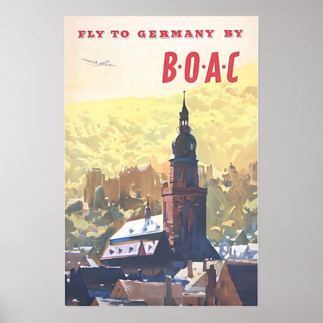 Germany Art Print German Decor BOAC Travel Poster (Framsidan)