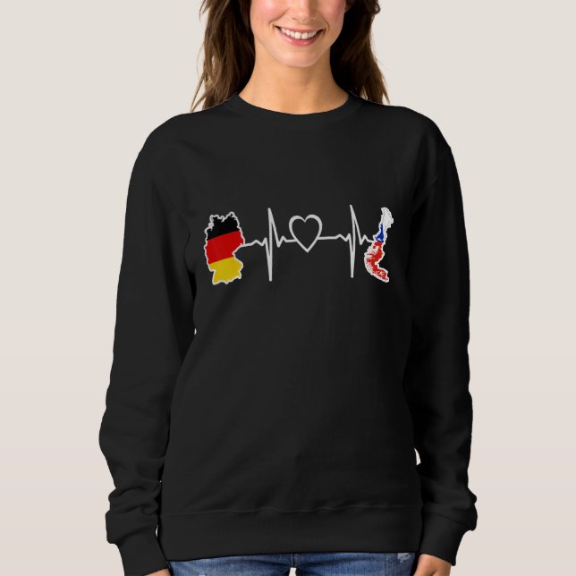 Germany Chili Flag German Chilean Heartbeat T Shirt (Framsida)