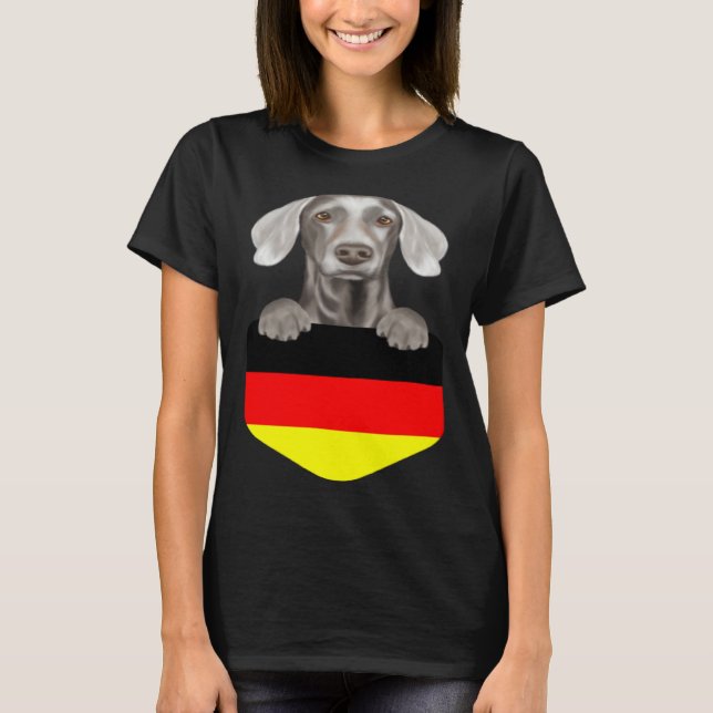 Germany Flag Weimaraner Dog In Pocket T Shirt (Framsida)