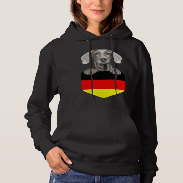 Germany Flag Weimaraner Dog In Pocket T Shirt (Framsida)
