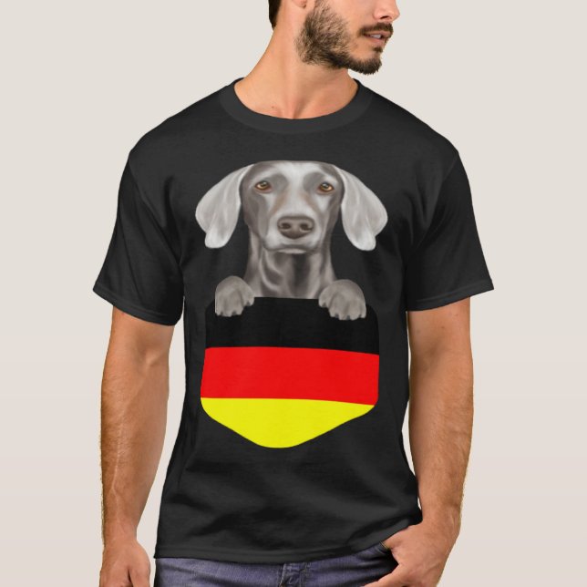 Germany Flag Weimaraner Dog In Pocket T Shirt (Framsida)