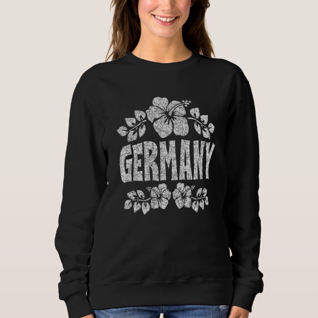 Germany Flowers Distressed White Print T Shirt (Framsida)