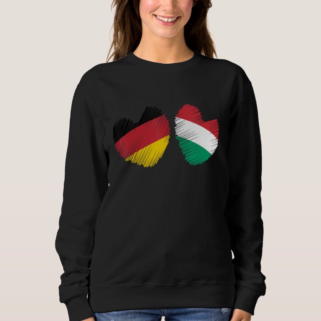 Germany Hungary Heart German Flag Hungarian Flag H T Shirt (Framsida)