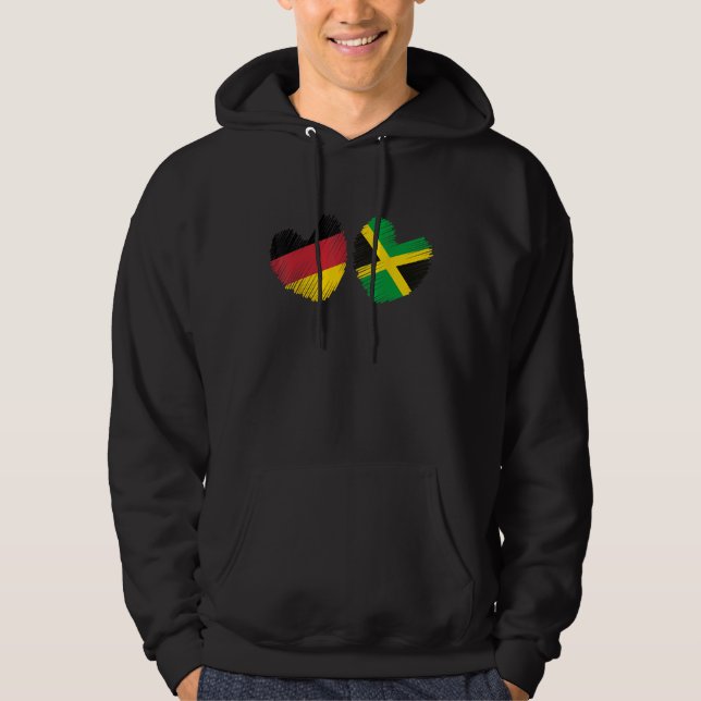 Germany Jamaica Heart German Flag Jamaican Flag Gr Hoodie (Framsida)