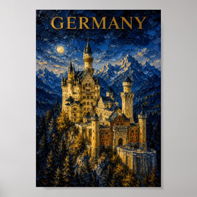 Germany: Mystic Glow Neuschwanstein Castle Art Sou Poster (Framsidan)