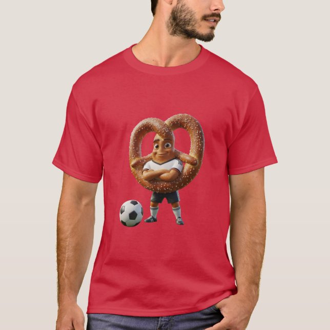 Germany Pretzel Soccer Mascot T-Shirt - Group D  (Framsida)