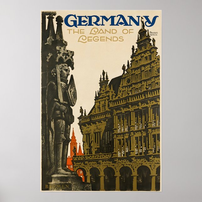 Germany Travel Poster German Art Print (Framsidan)