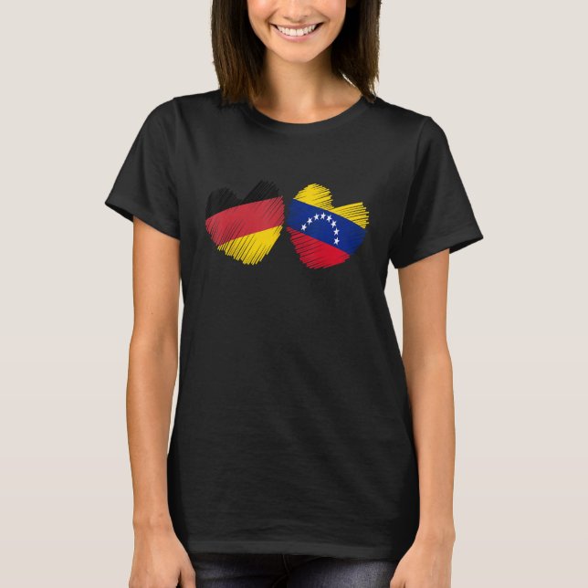 Germany Venezuela Heart German Flag Venezuelan Fla T Shirt (Framsida)