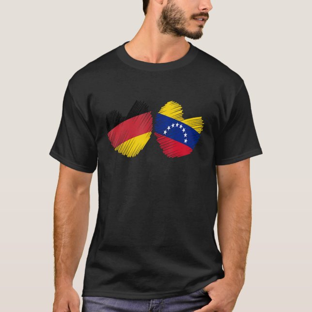 Germany Venezuela Heart German Flag Venezuelan Fla T Shirt (Framsida)
