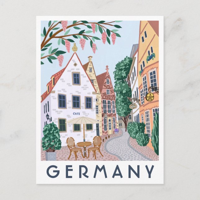 Germany Village Illustrated Travel Postcard  Vykort (Framsida)