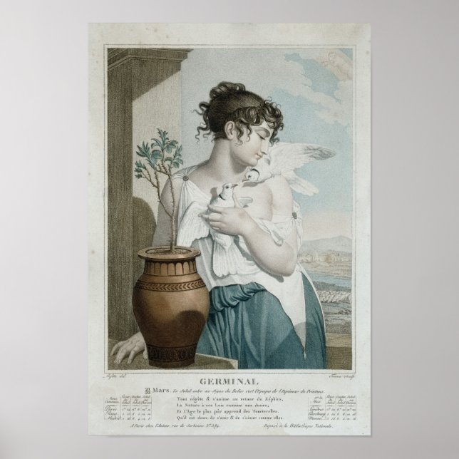 Germinal , sjunde månaden av Republican Calendar Poster (Framsidan)