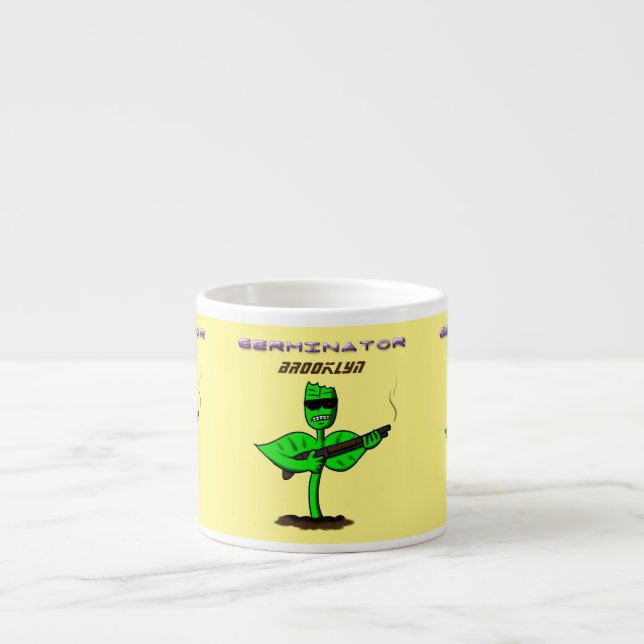 Germinator cyborg-anläggningen - lustig tecknad espressomugg (Framsidan)