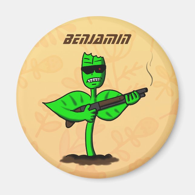 Germinator cyborg-anläggningen - lustig tecknad magnet (Framsidan)