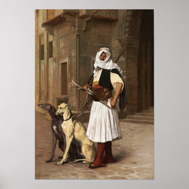 Gérôme - Arnaut Med Två Whippet Hundar 1867 Poster (Framsidan)
