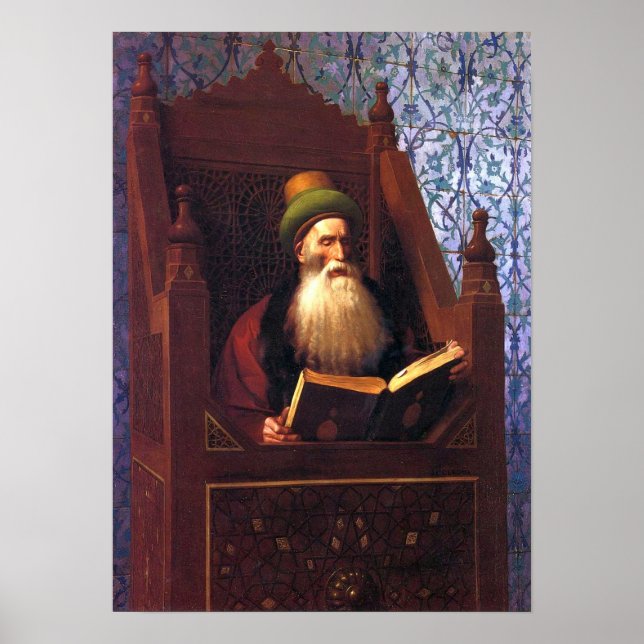 Gérôme - Mufti läser i sin bönestol Poster (Framsidan)