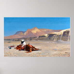 Gérôme - Ryttare och hans häst i öknen Poster