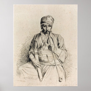Gérôme - Sittad arabisk med pipa 1864 Poster