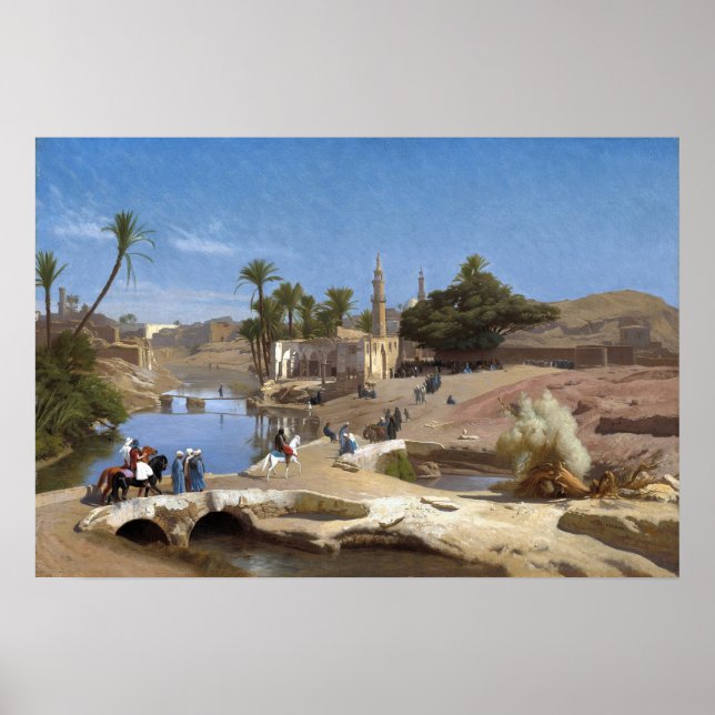 Gérôme - Utsikt över Medinet El Fayoum Poster (Framsidan)
