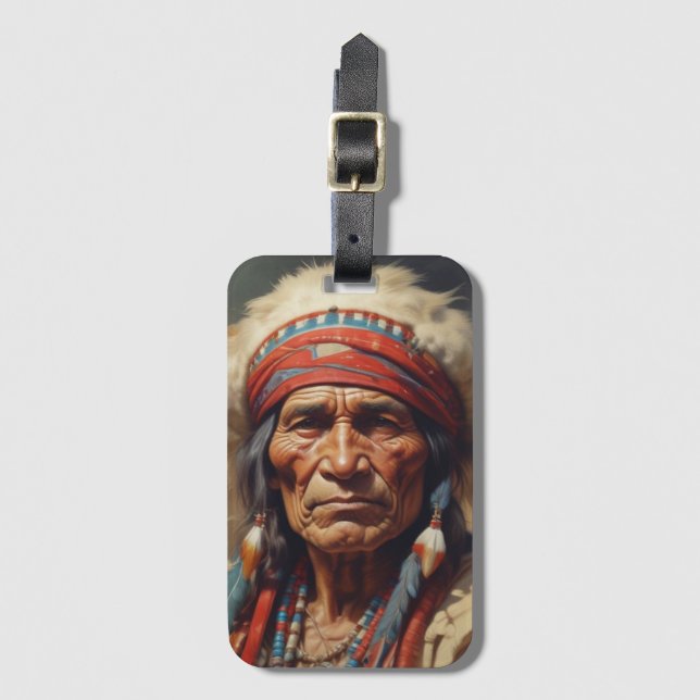 Geronimo Indian Chief Warrior Bagagebricka (Framsida vertikal)
