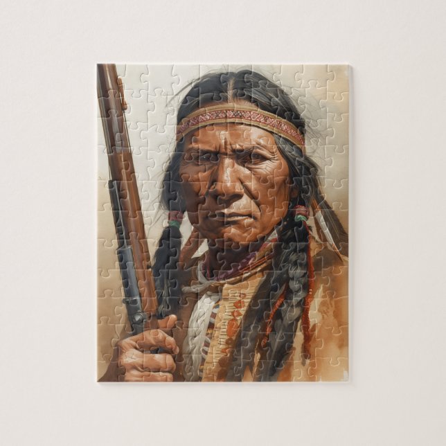 Geronimo Indian Chief Warrior Portrait Pussel (Vertikal)