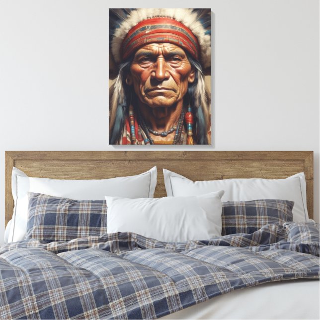 Geronimo Indian Chief Warrior Porträtt Canvastryck (Insitu (sovrum))