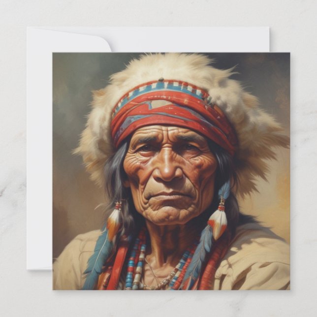 Geronimo Indian Chief Warrior Porträtt Card (Framsida)