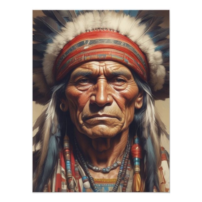 Geronimo Indian Chief Warrior Porträtt Fototryck (Framsidan)