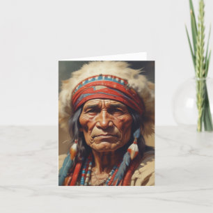 Geronimo Indian Chief Warrior Porträtt Helgkort