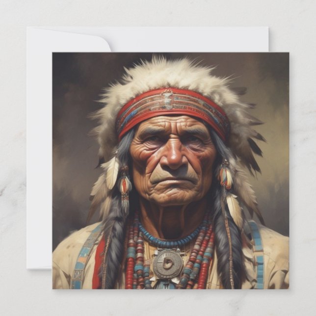Geronimo Indian Chief Warrior Porträtt Julkort (Framsida)