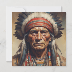 Geronimo Indian Chief Warrior Porträtt Julkort
