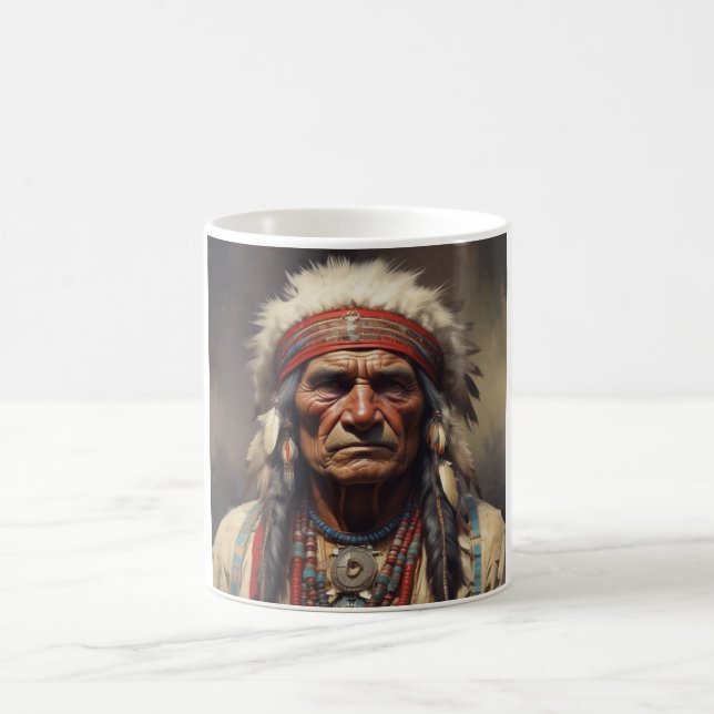Geronimo Indian Chief Warrior Porträtt Kaffemugg (Center)