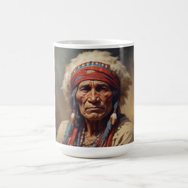 Geronimo Indian Chief Warrior Porträtt Kaffemugg (Center)
