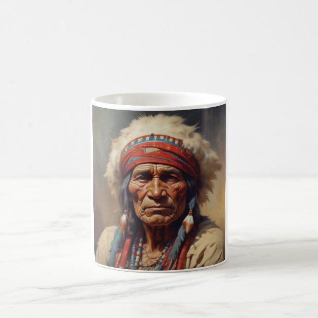 Geronimo Indian Chief Warrior Porträtt Kaffemugg (Center)