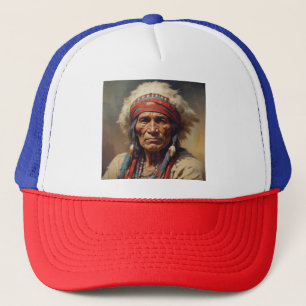 Geronimo Indian Chief Warrior Porträtt Keps
