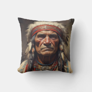 Geronimo Indian Chief Warrior Porträtt Kudde
