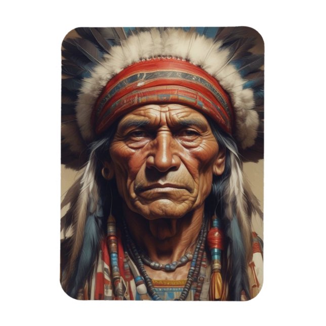 Geronimo Indian Chief Warrior Porträtt Magnet (Vertikal)