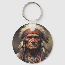 Geronimo Indian Chief Warrior Porträtt Nyckelring