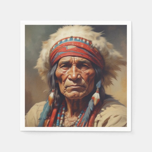 Geronimo Indian Chief Warrior Porträtt Pappersservett (Framsidan)