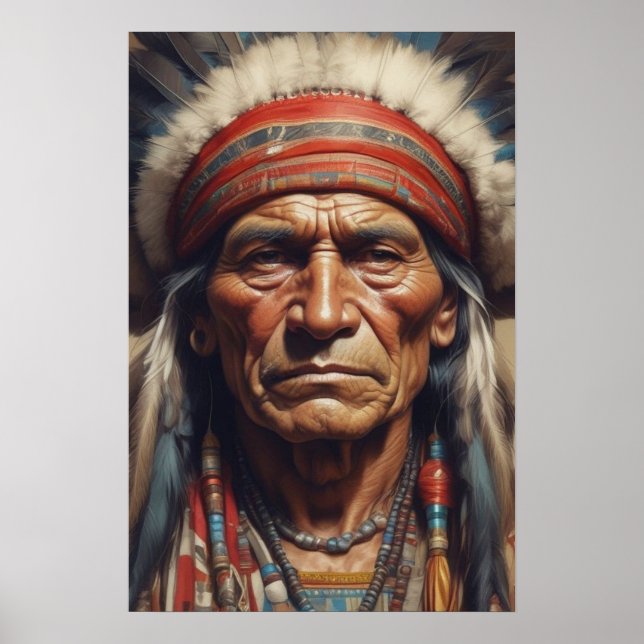 Geronimo Indian Chief Warrior Porträtt Poster (Framsidan)