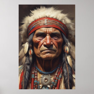 Geronimo Indian Chief Warrior Porträtt Poster