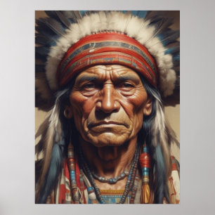 Geronimo Indian Chief Warrior Porträtt Poster
