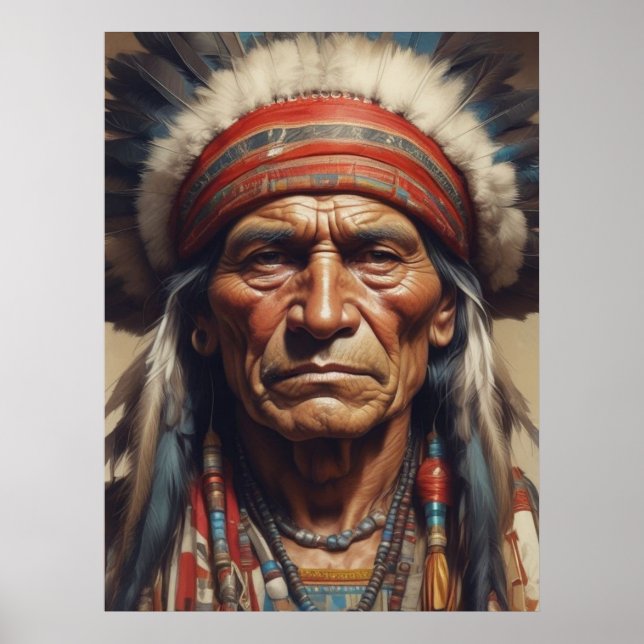 Geronimo Indian Chief Warrior Porträtt Poster (Framsidan)